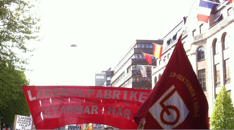 Läkerolarbetarnas banderoll
